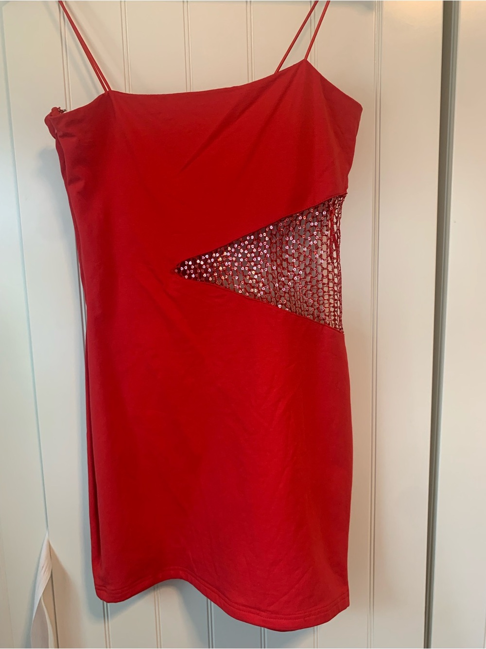 Superdown Red Sequin Cutout Mini Dress